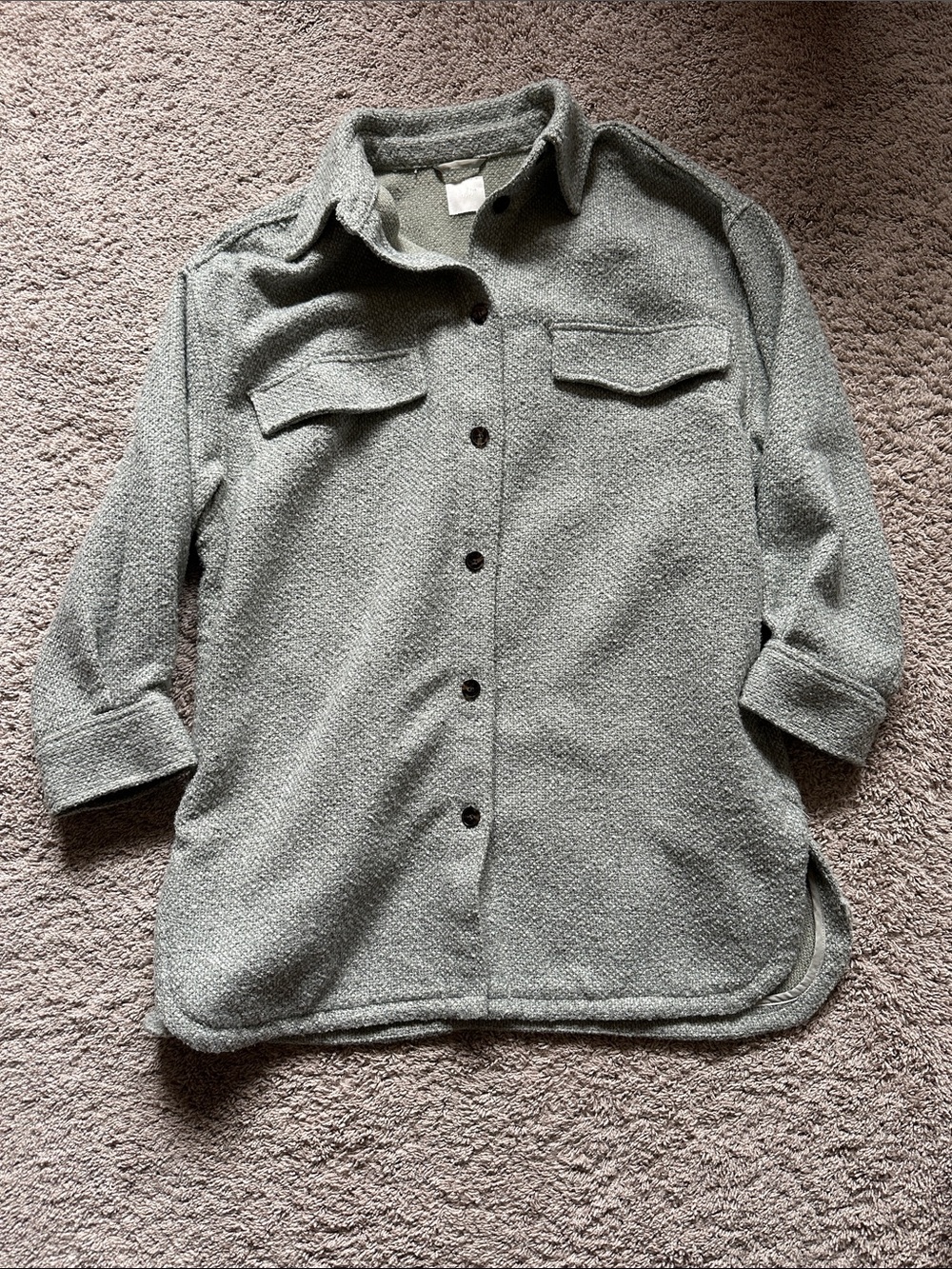 H&M Green Button-Front Women’s Shirt Jacket